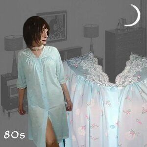 Vintage Nylon Peignoir Robe NEW WITH TAGS, Lace, Embroidery
